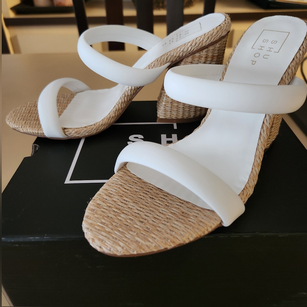 ShuShop Gardenia Wicker Block Heel Slide Sandal - NIB - Picture 6 of 15